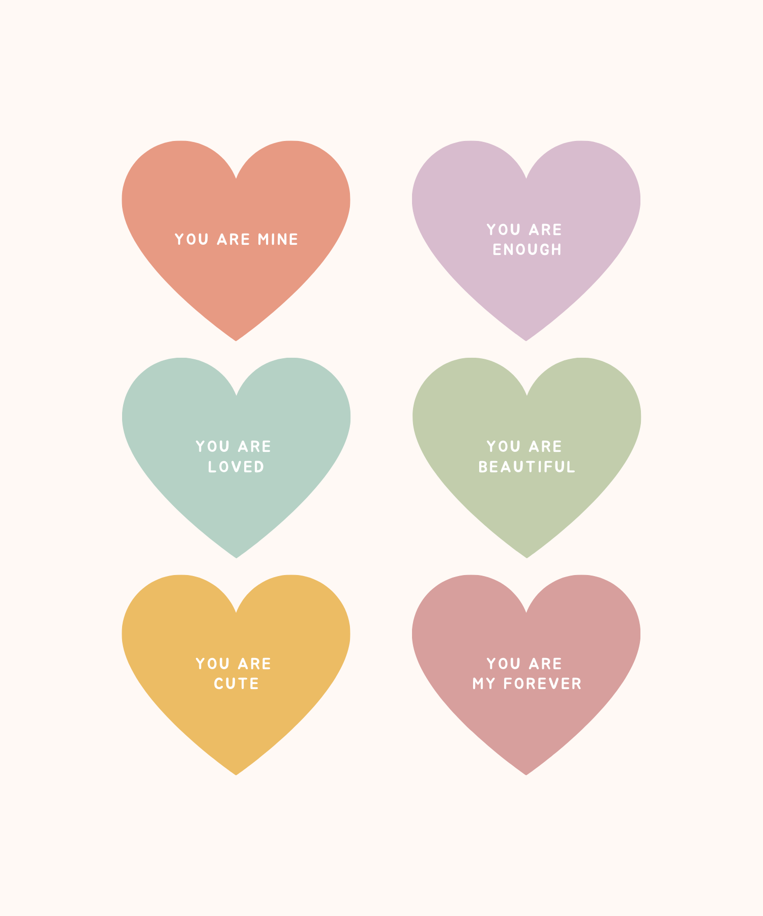 Pastel Hearts Greeting Card