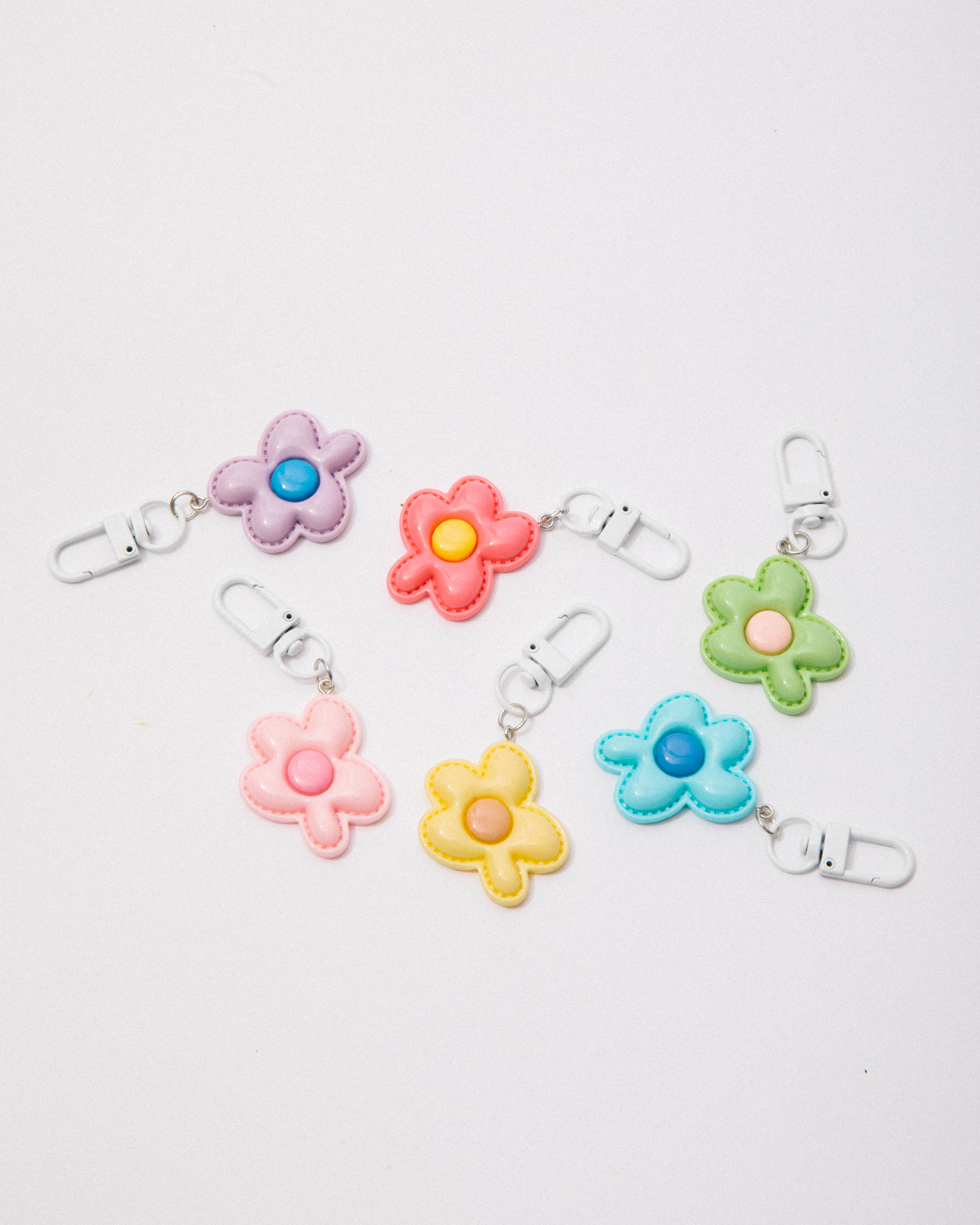 Patent Pastel Flower Keychain (set of 2)