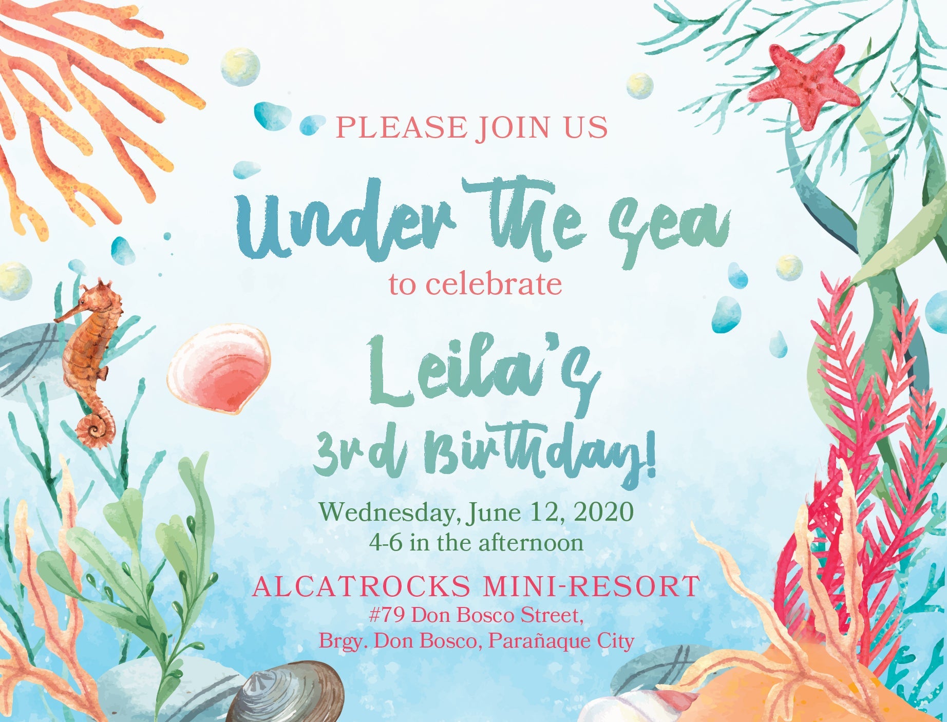 Under The Sea Birthday E-Invite