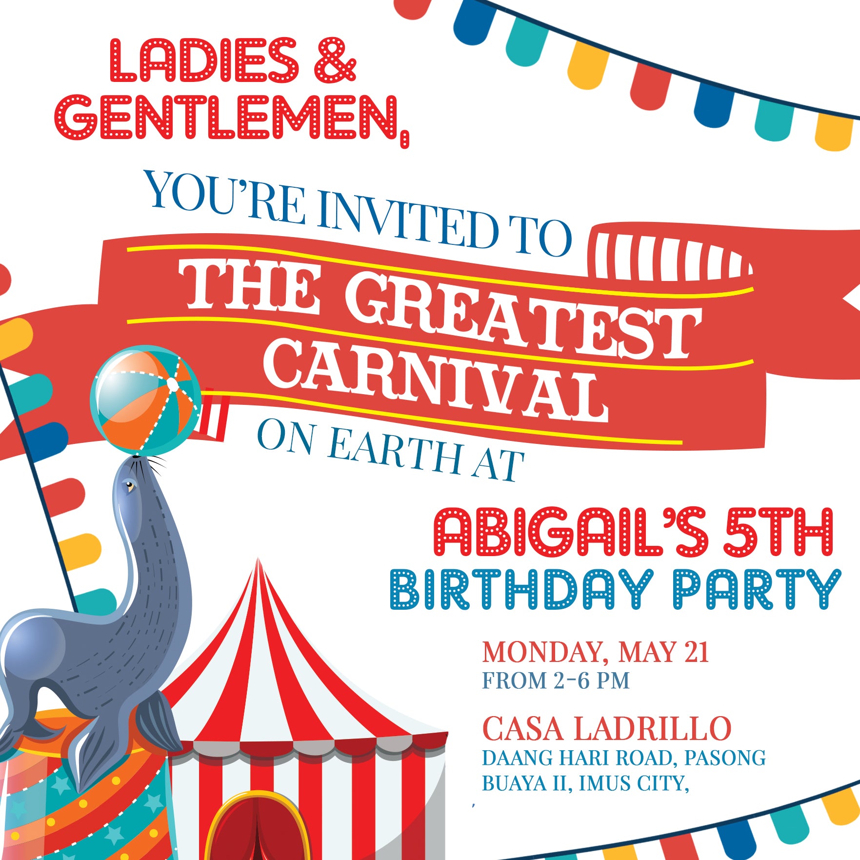 Circus Birthday Invitation