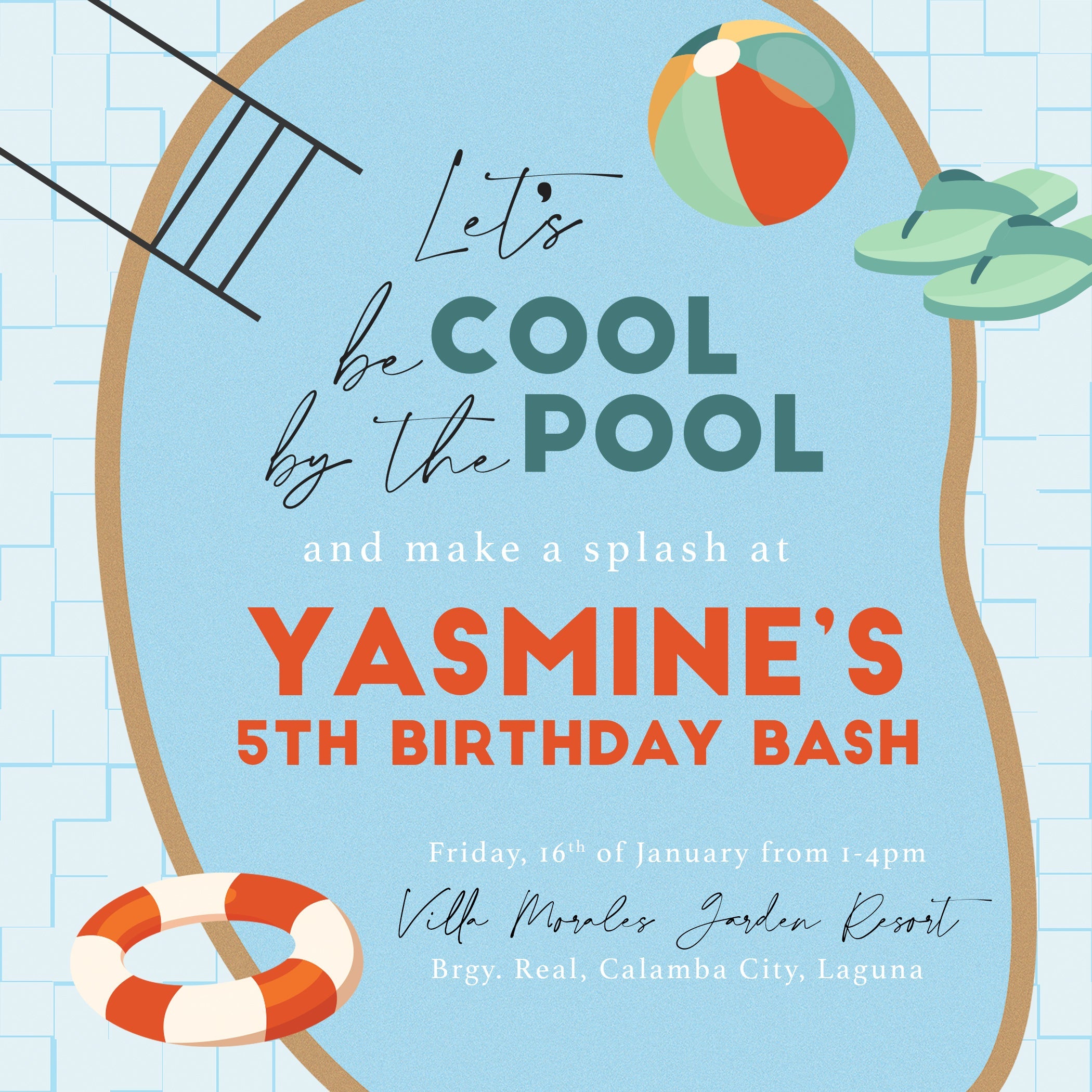 Pool Party Birthday E-Invite