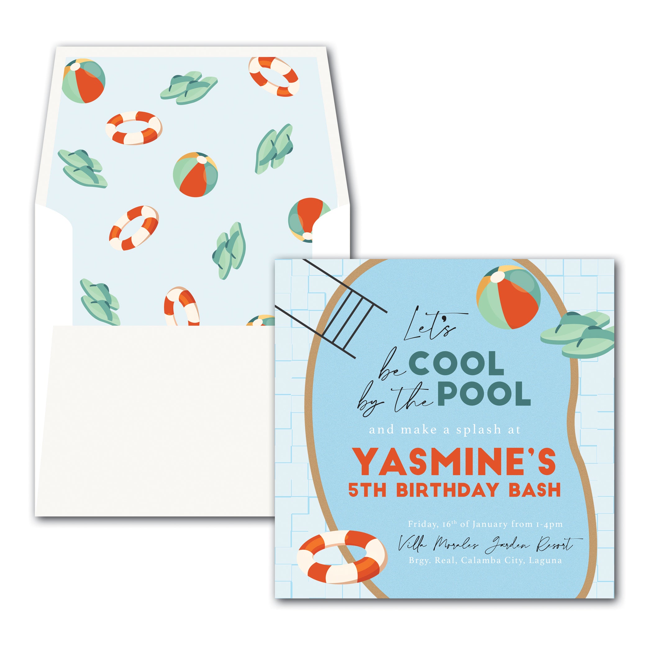 Pool Party Birthday Invitation