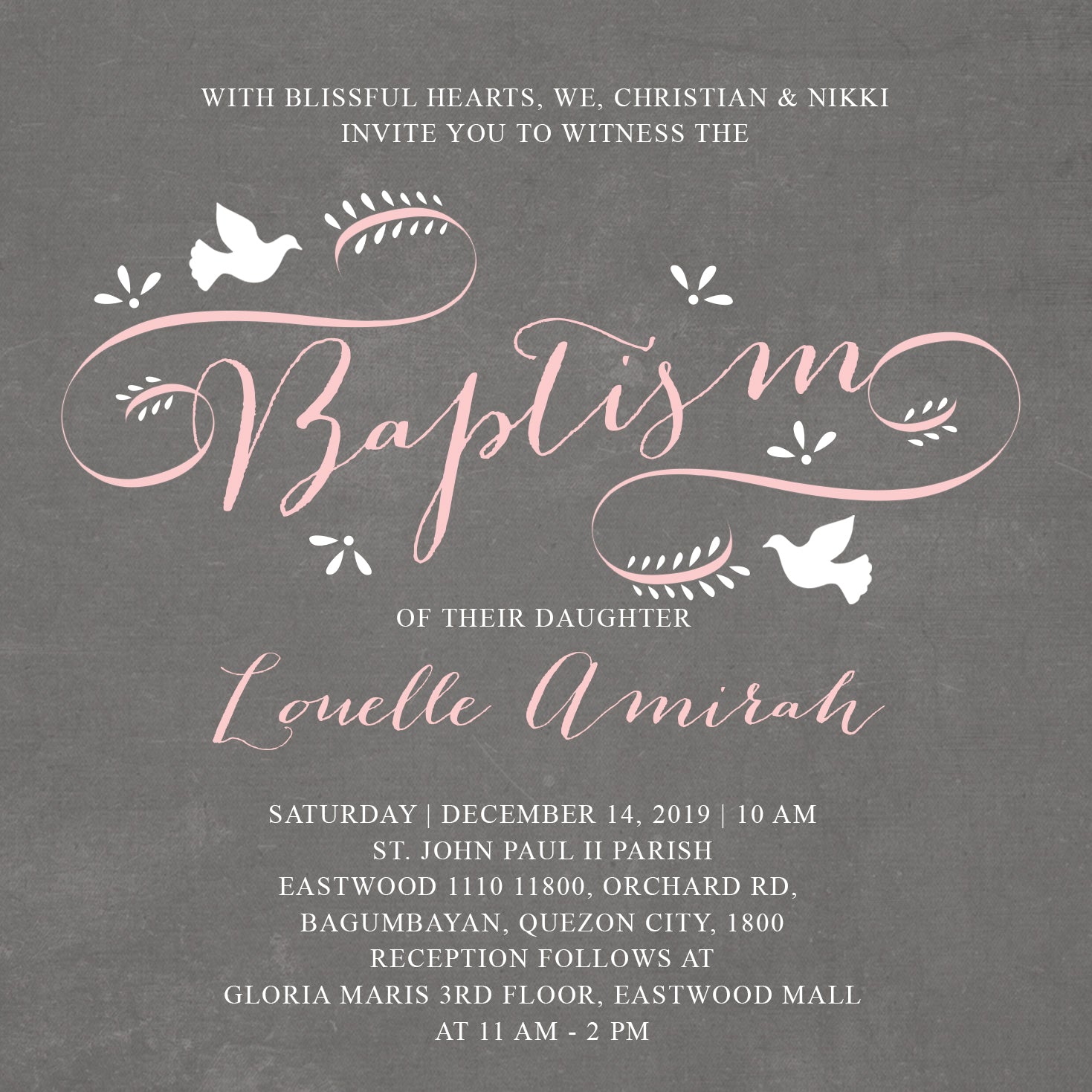 Louelle Christening Invitation