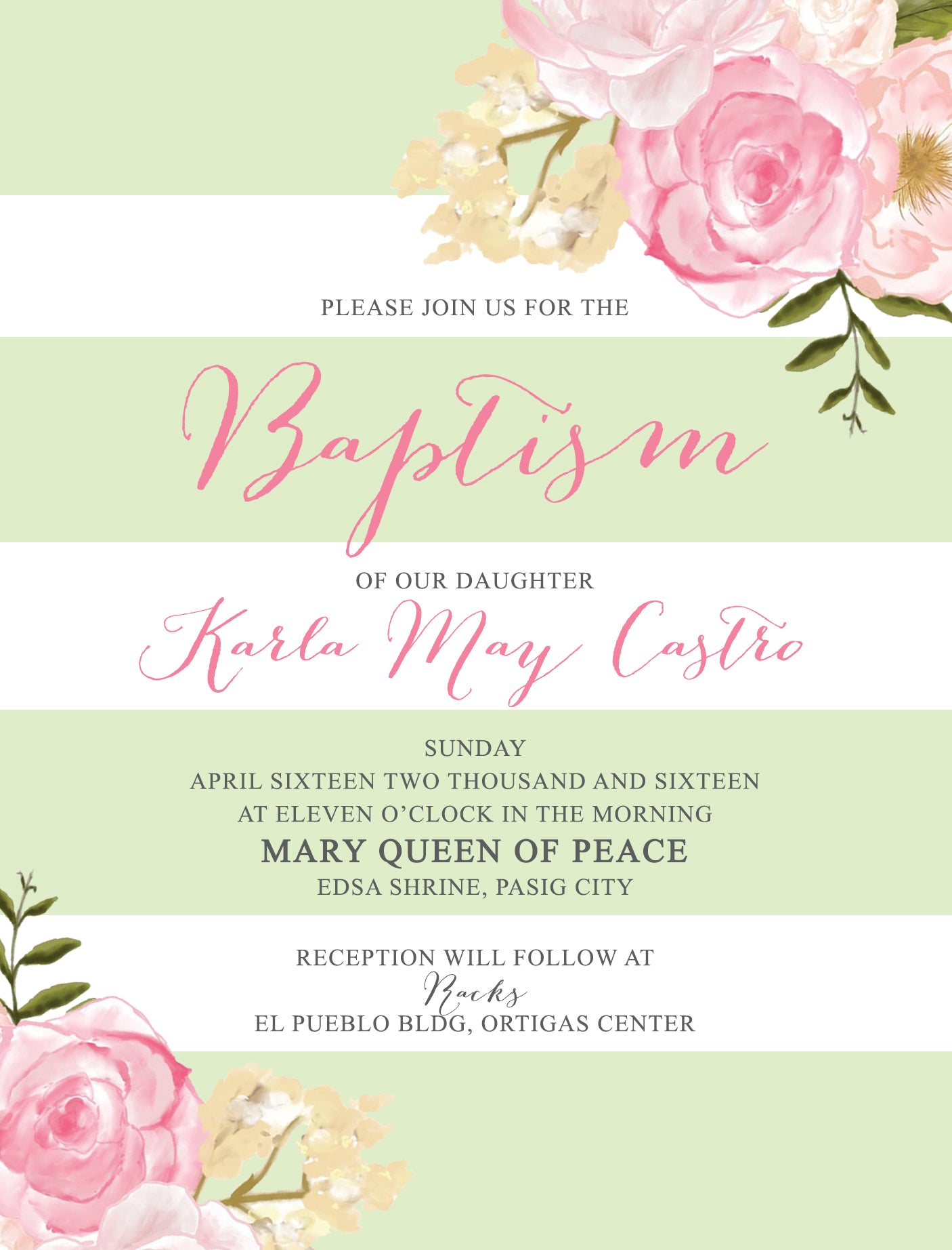 Karla Christening Invitation
