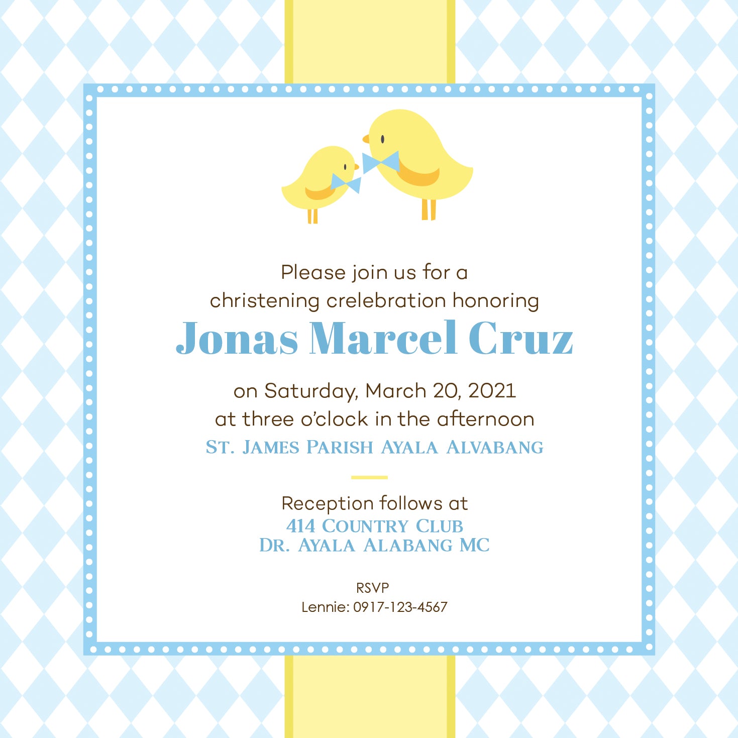 Jonas Christening Invitation