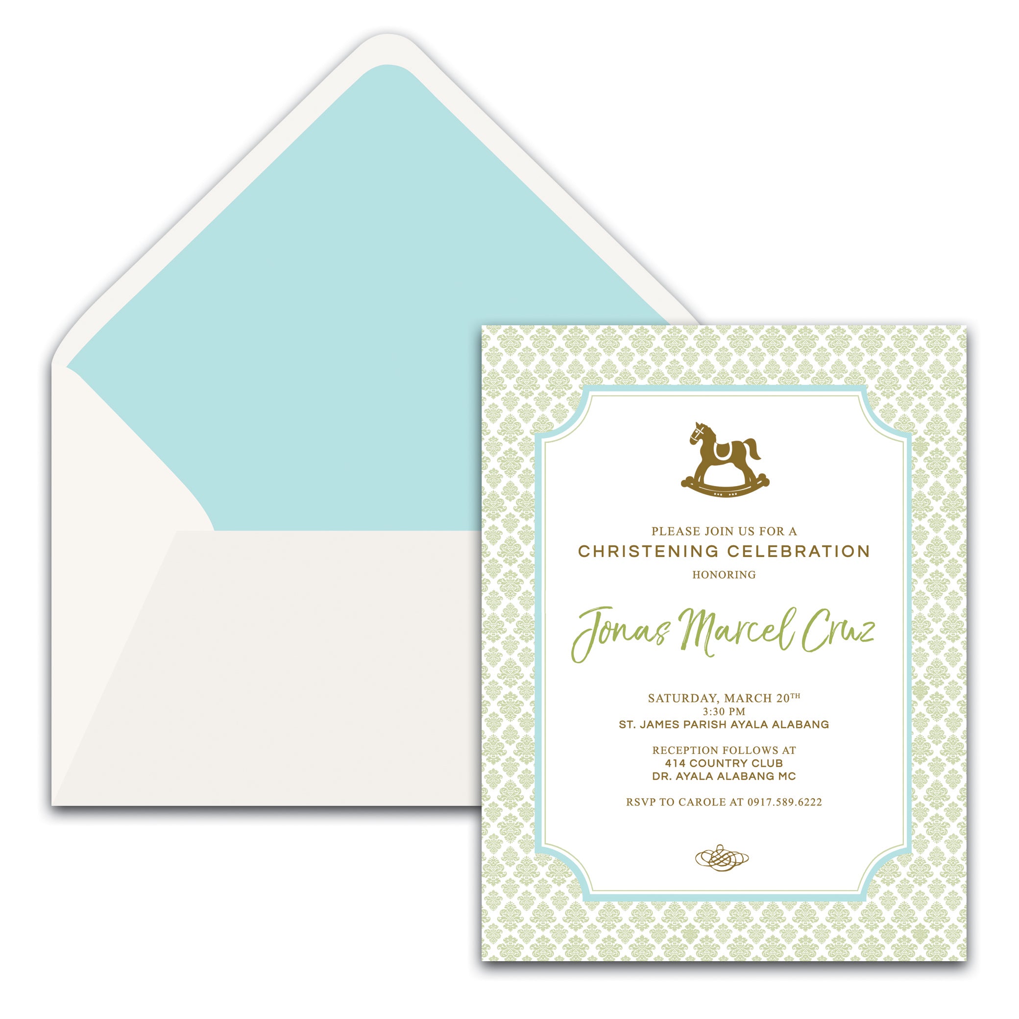 Marcel Christening Invitation