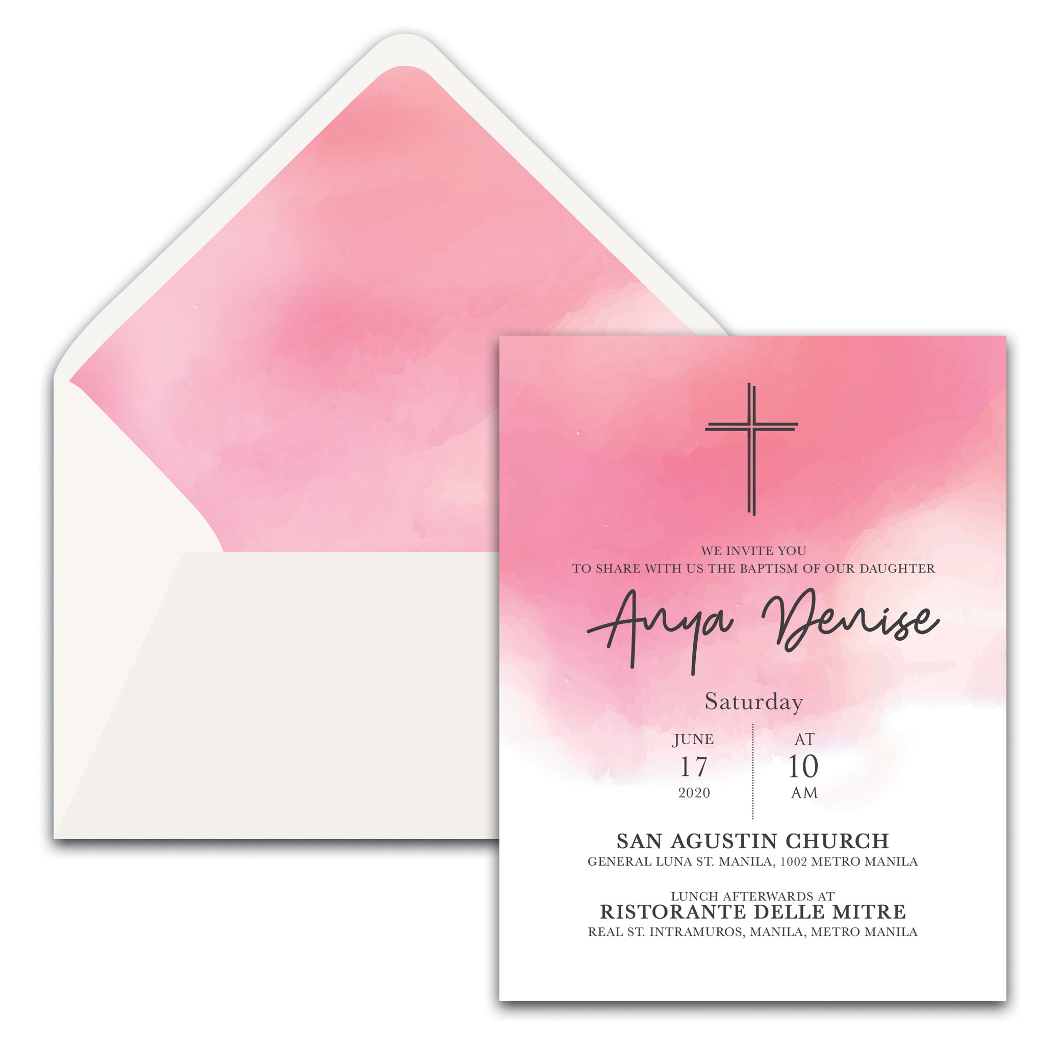 Anya Christening Invitation