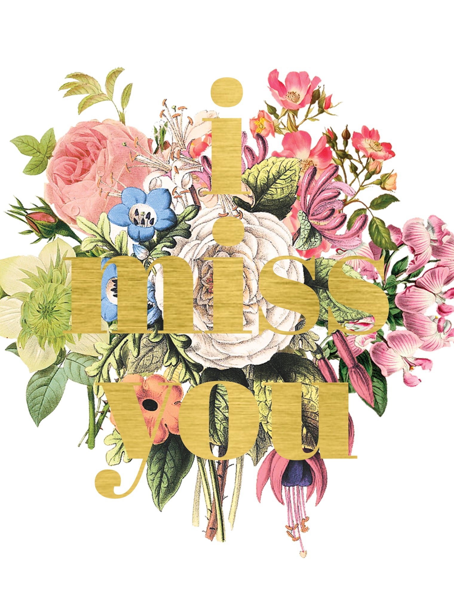 Floral I Miss You Greeting Card