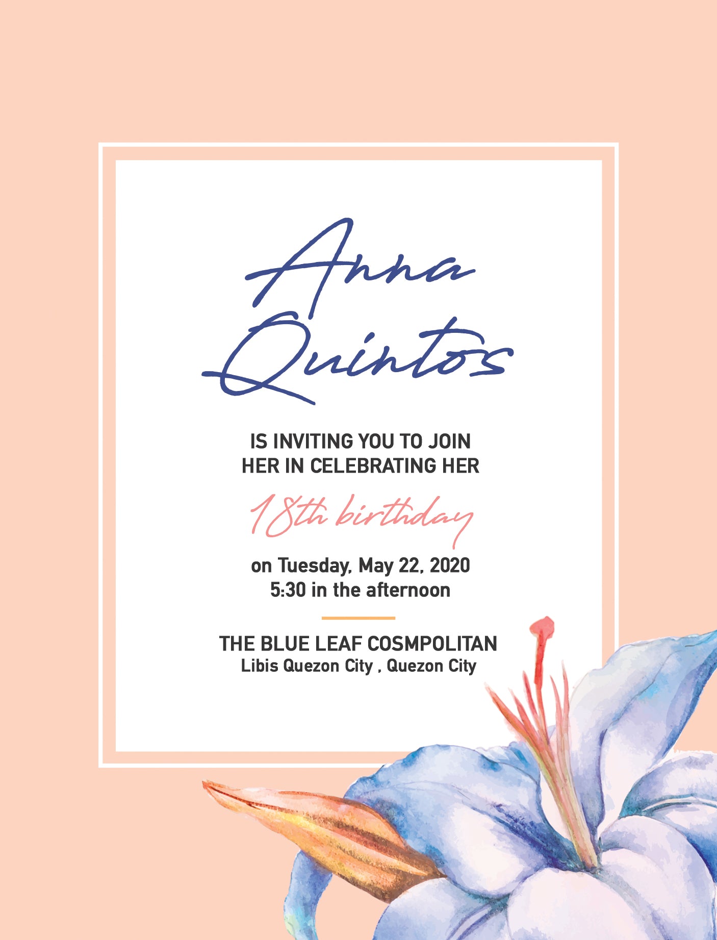 Hannah Debut Invitation