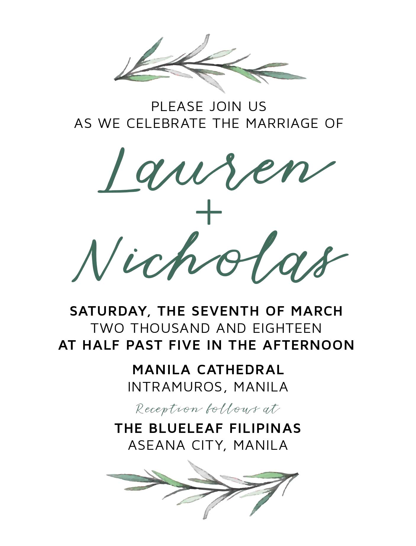 Rosemary Wedding Invitation