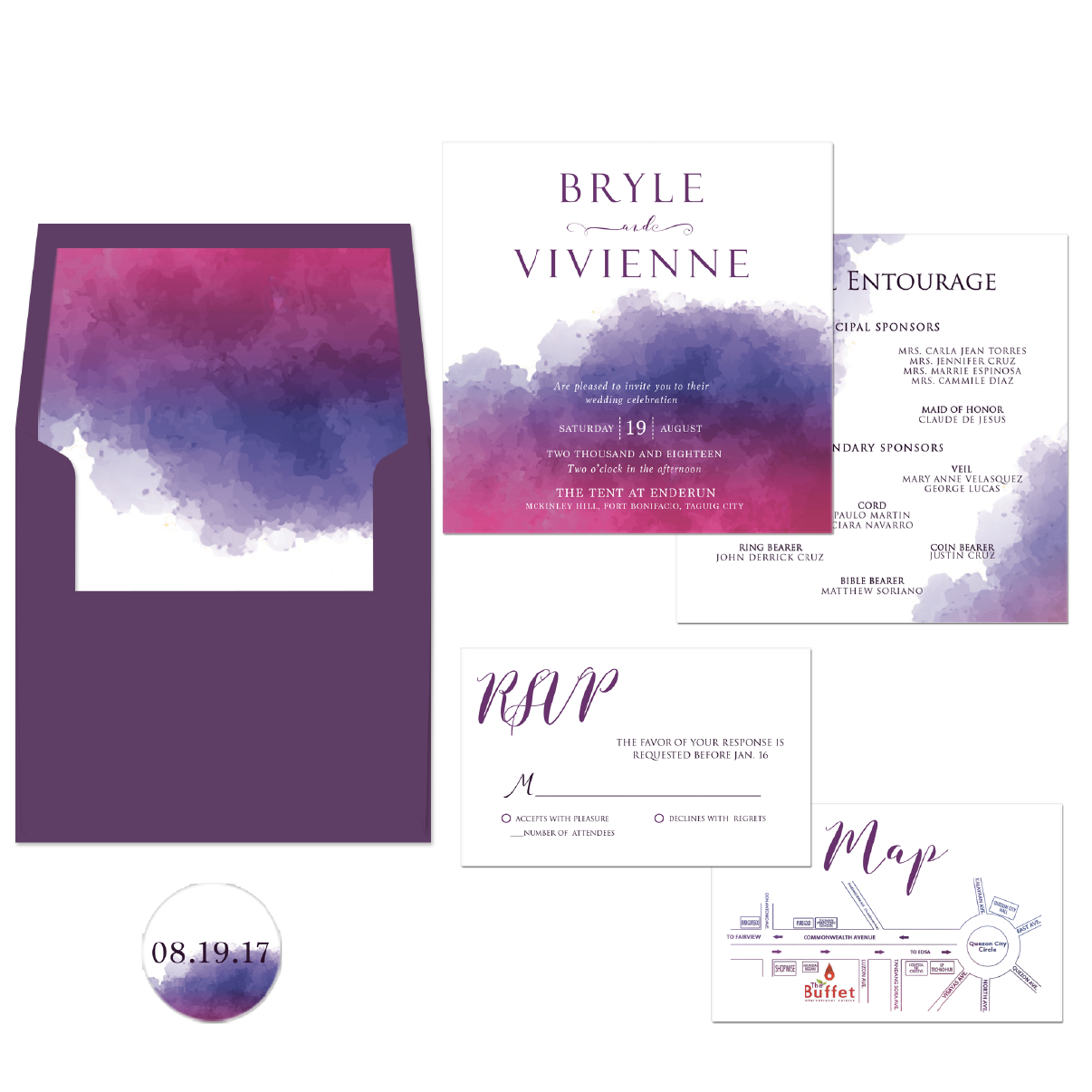 Ombre Wedding Invitation