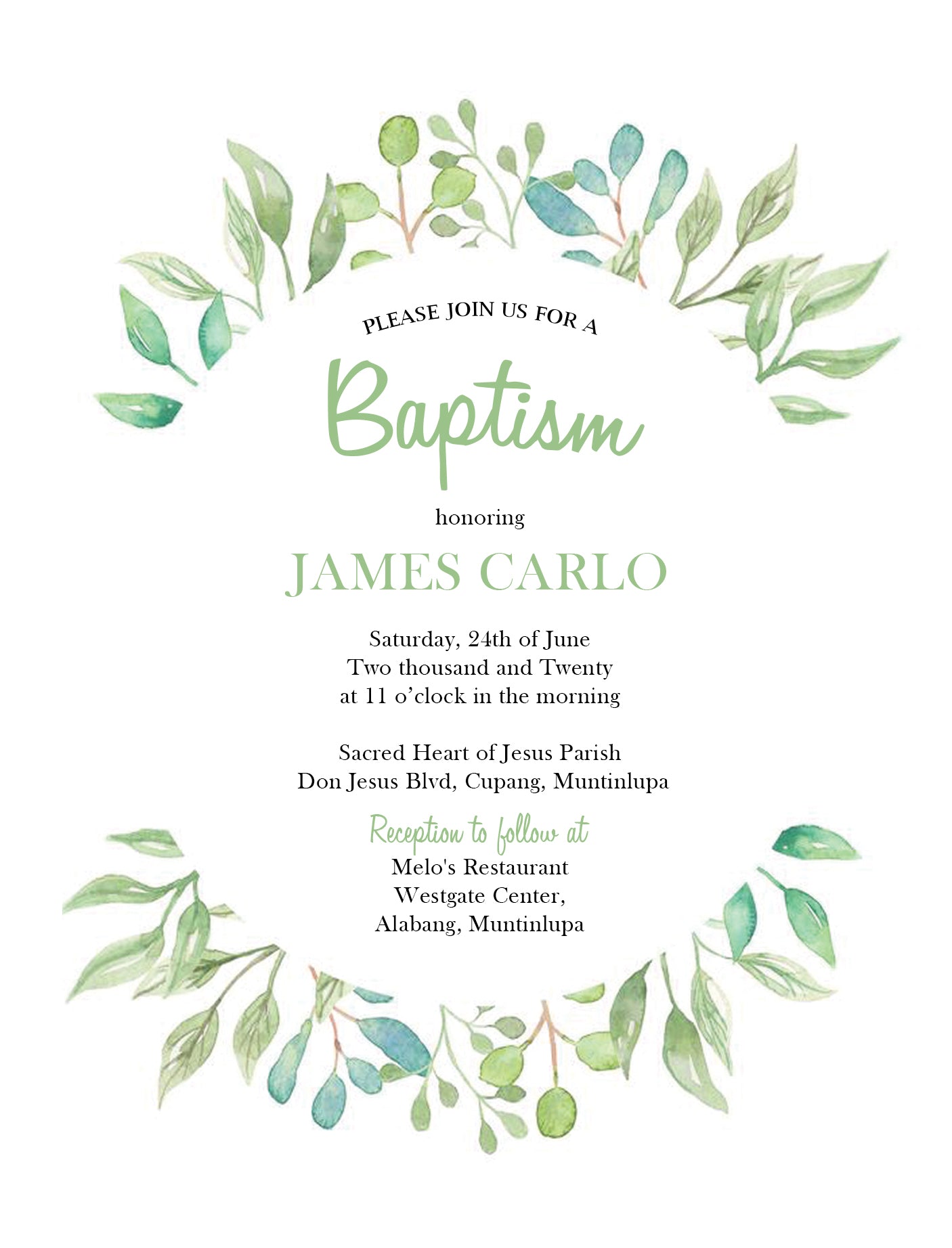 Carlo Christening Invitation