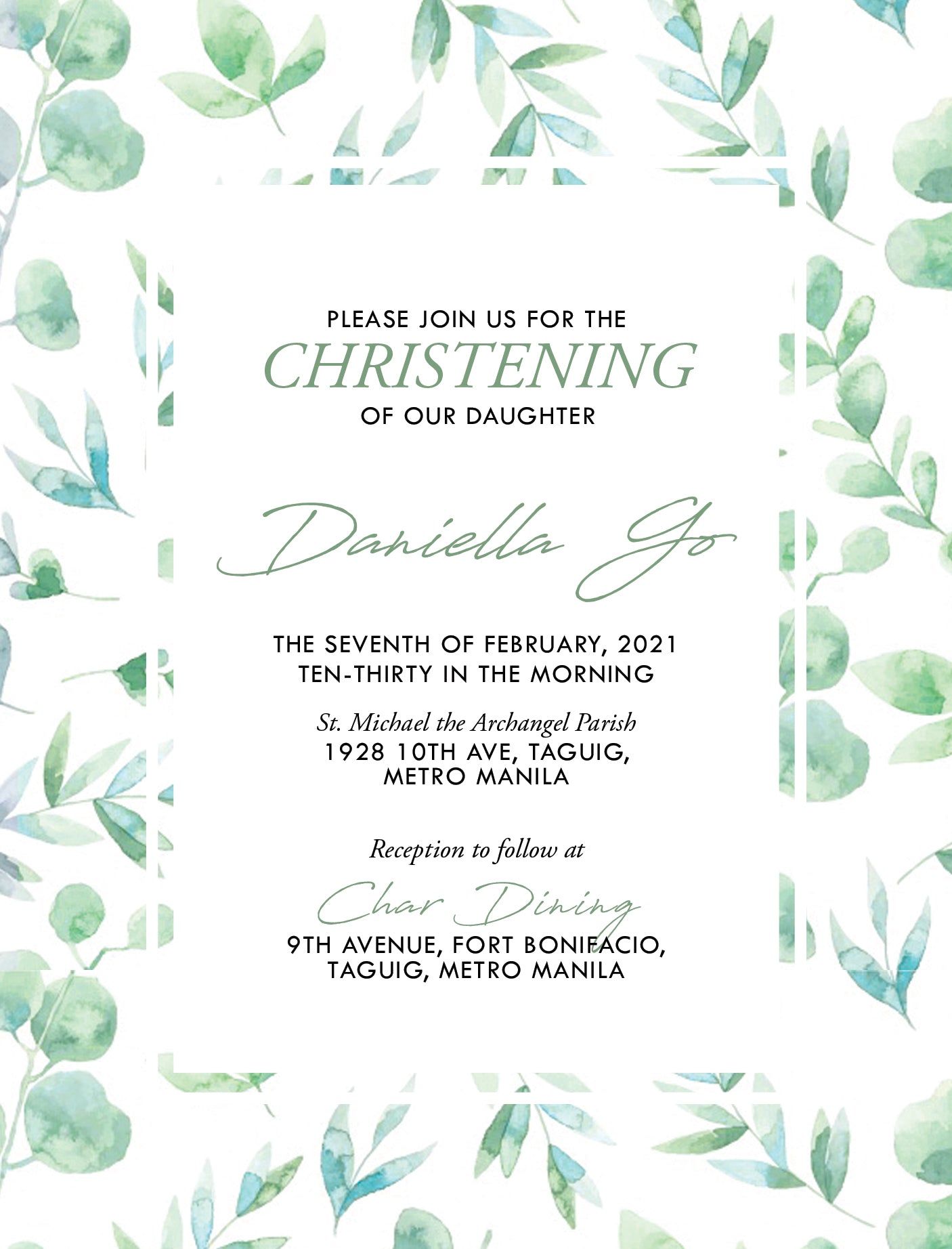 Daniella Christening Invitation