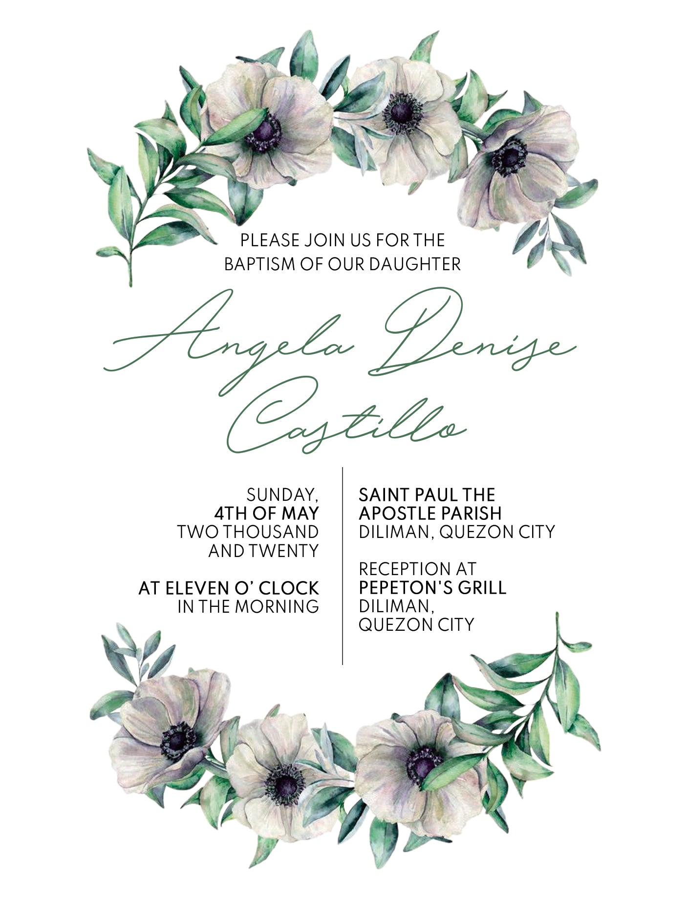 Denise Christening Invitation