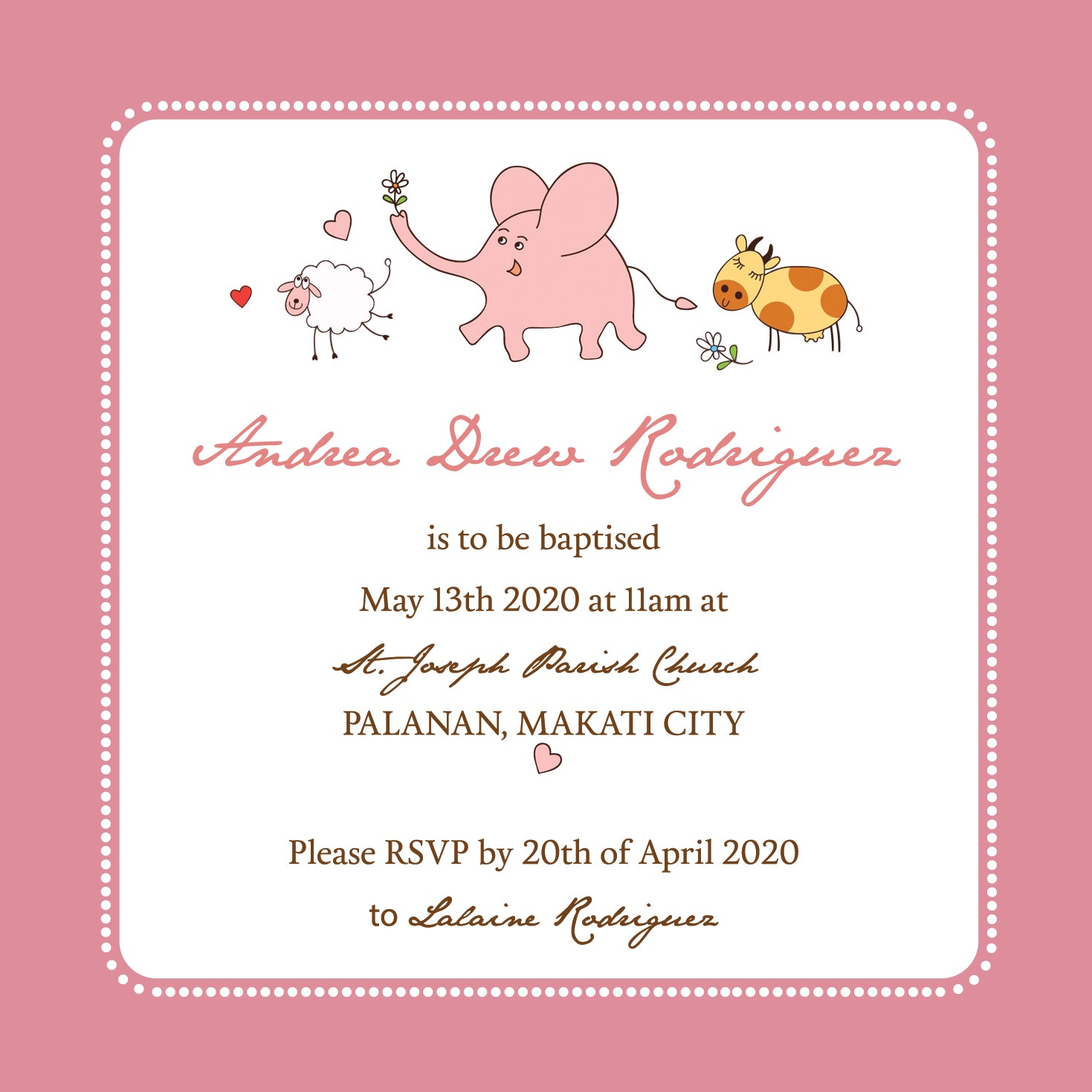 Andrea Christening Invitation
