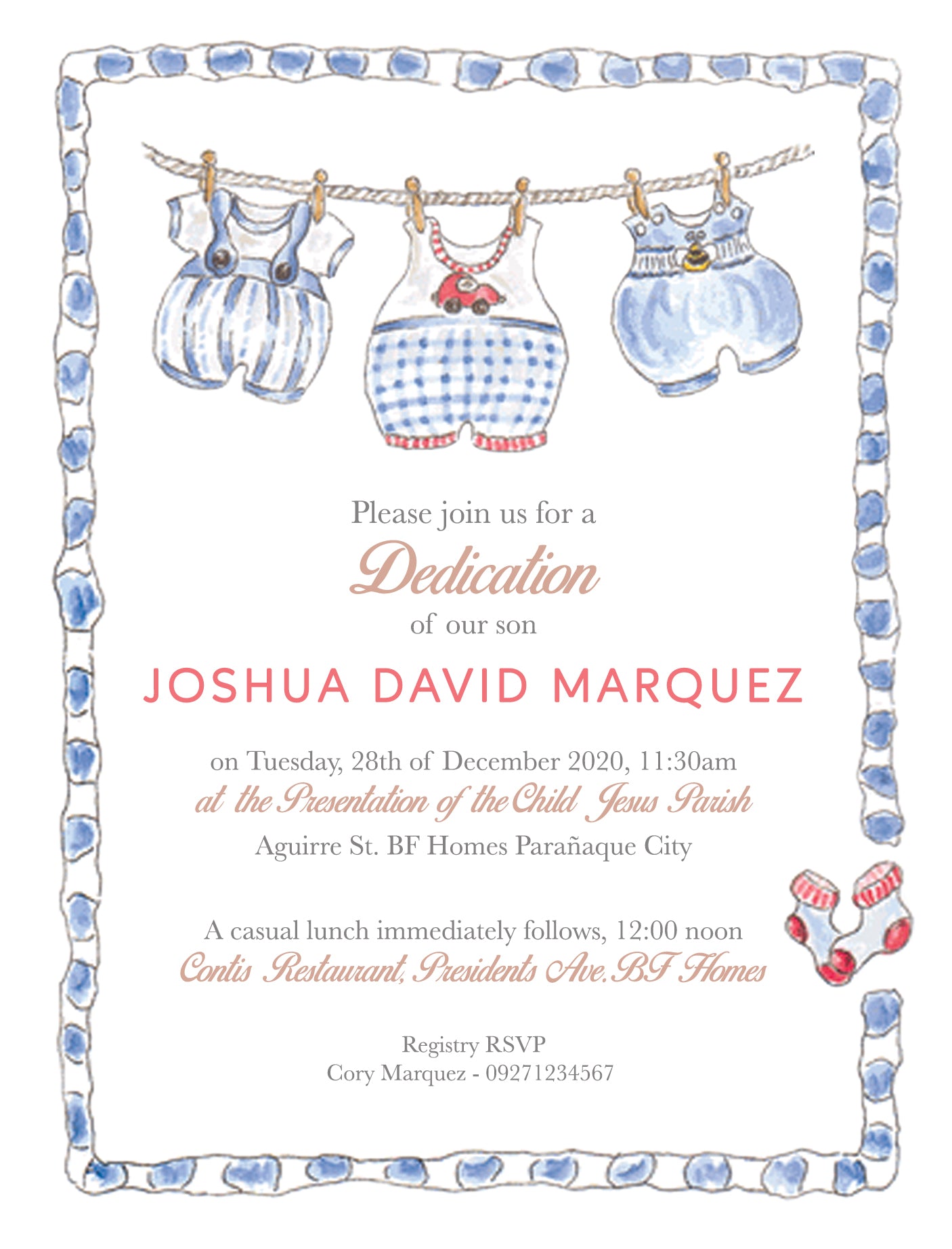 Joshua Christening Invitation