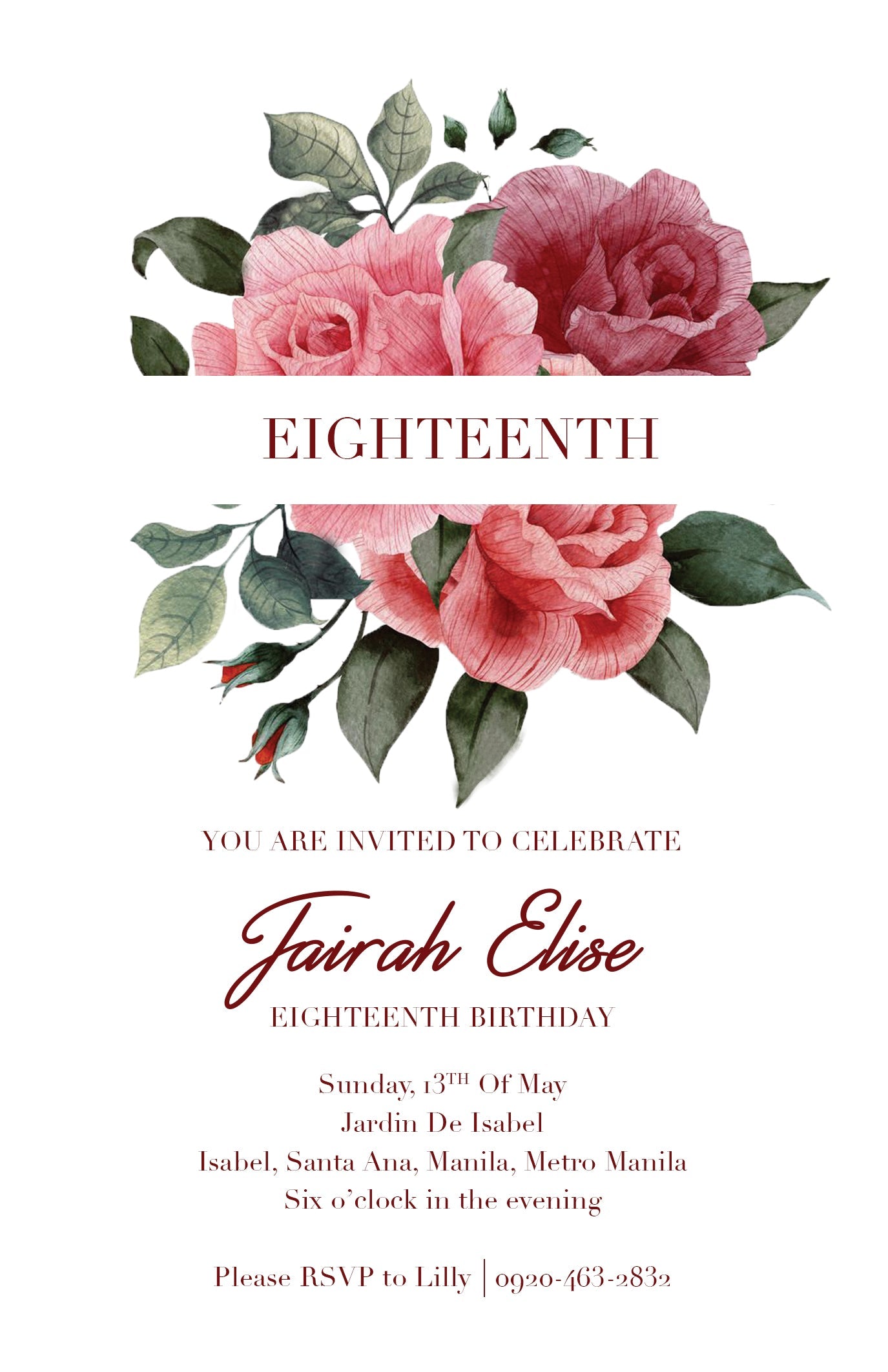 Jairah Debut Invitation