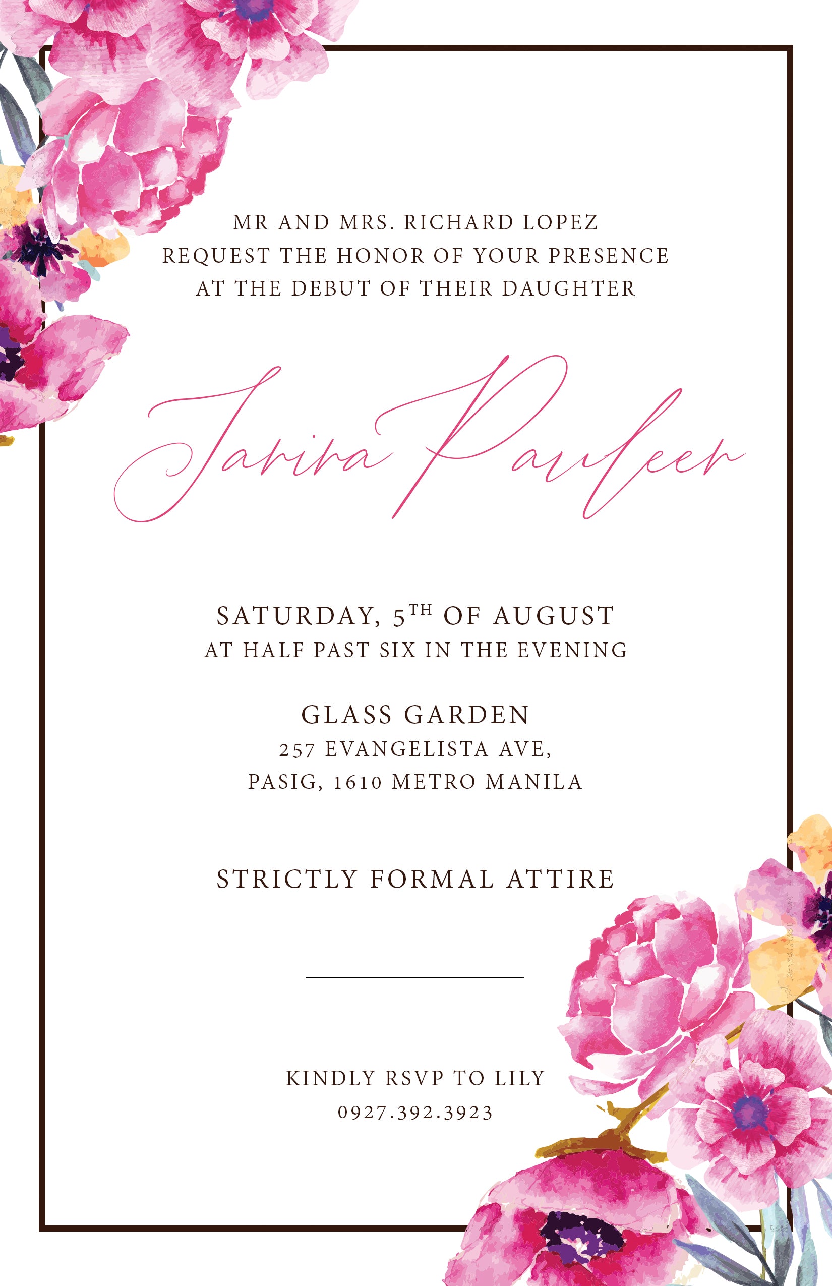 Janina Debut Invitation