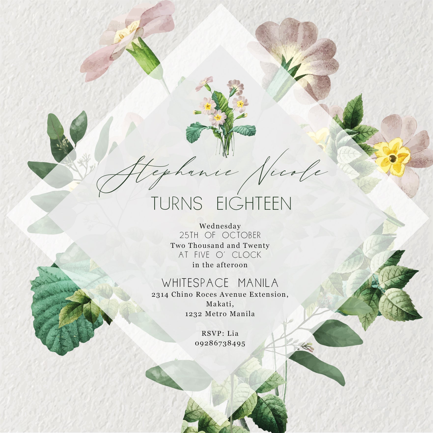 Stephanie Debut Invitation