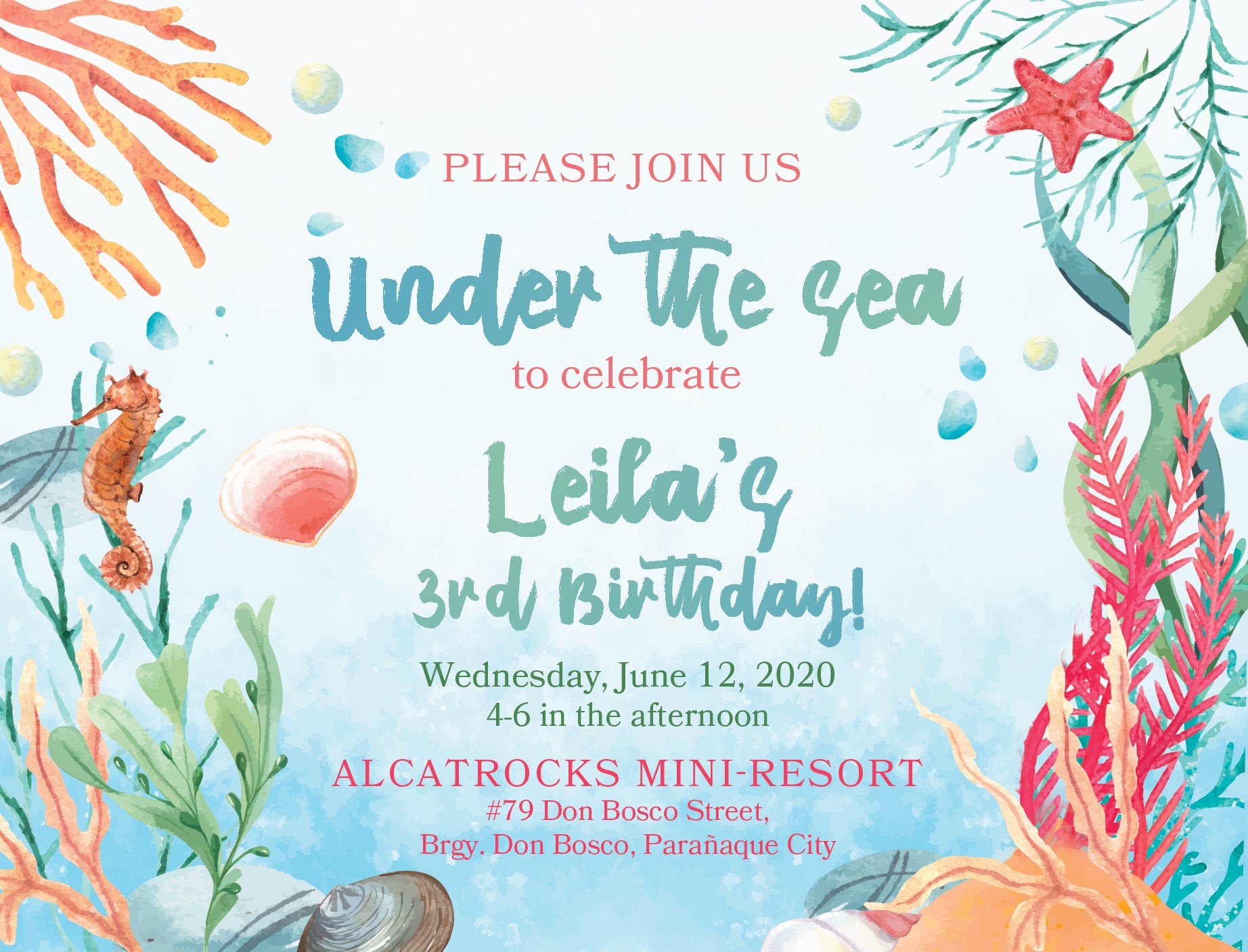 Under The Sea Birthday Invitation