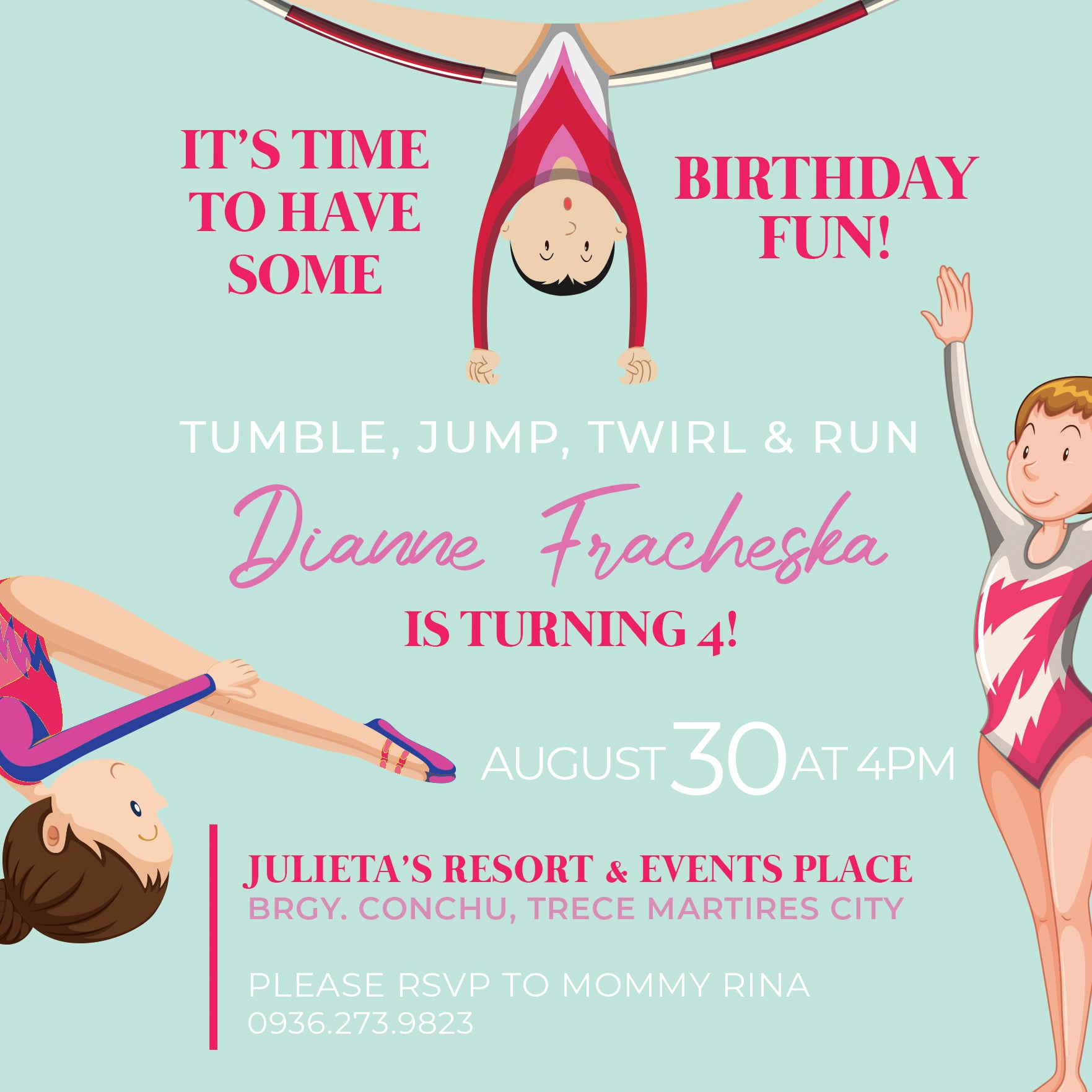 Gymnastics Birthday Invitation