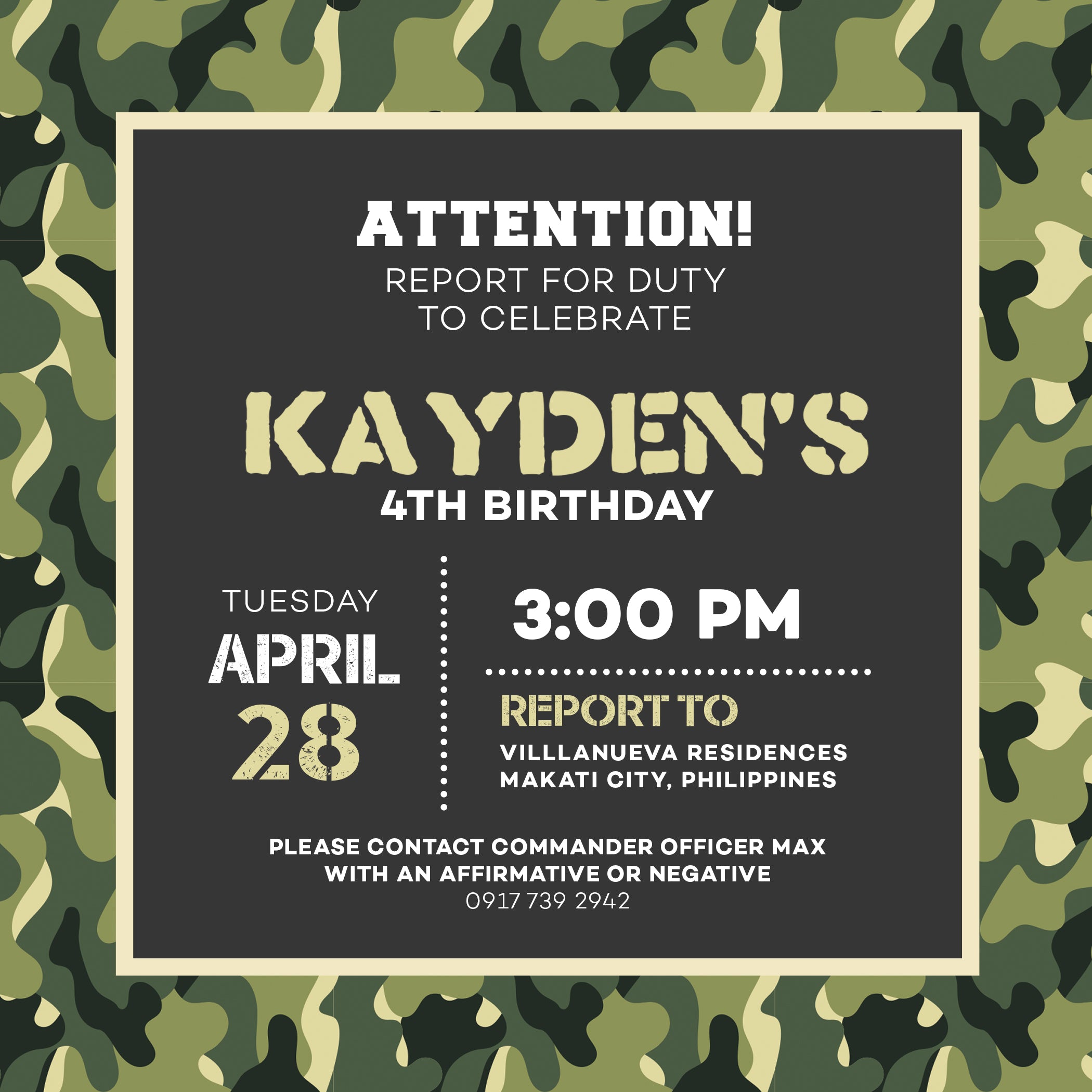 Army Birthday Invitation