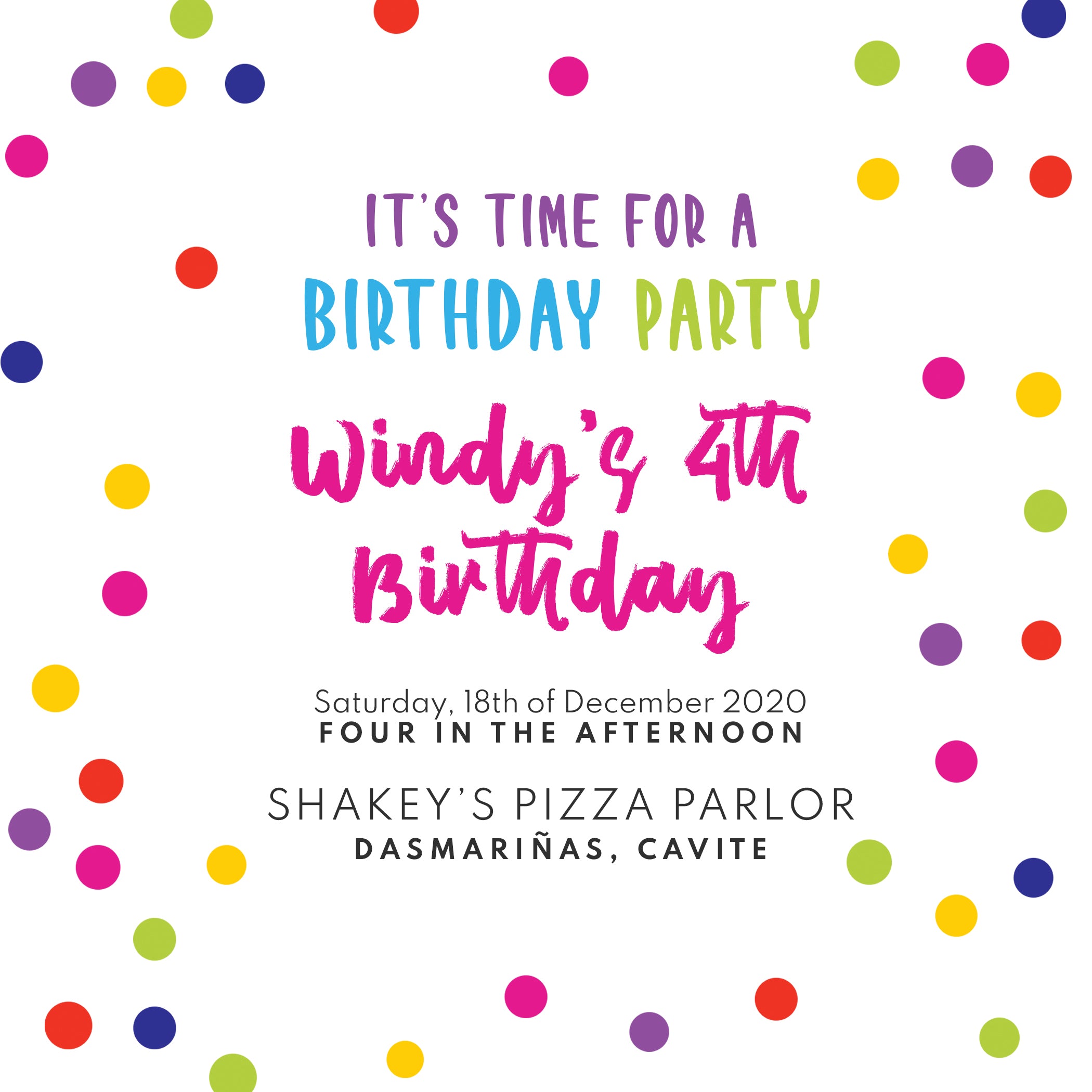 Colorful Dots Birthday Invitation