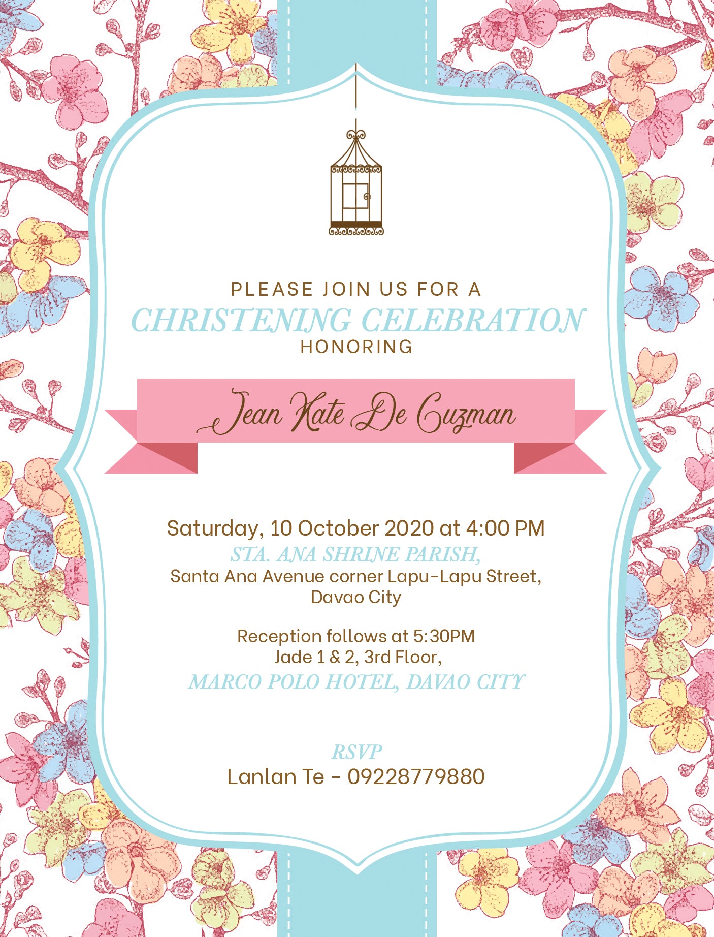 Jean Christening Invitation