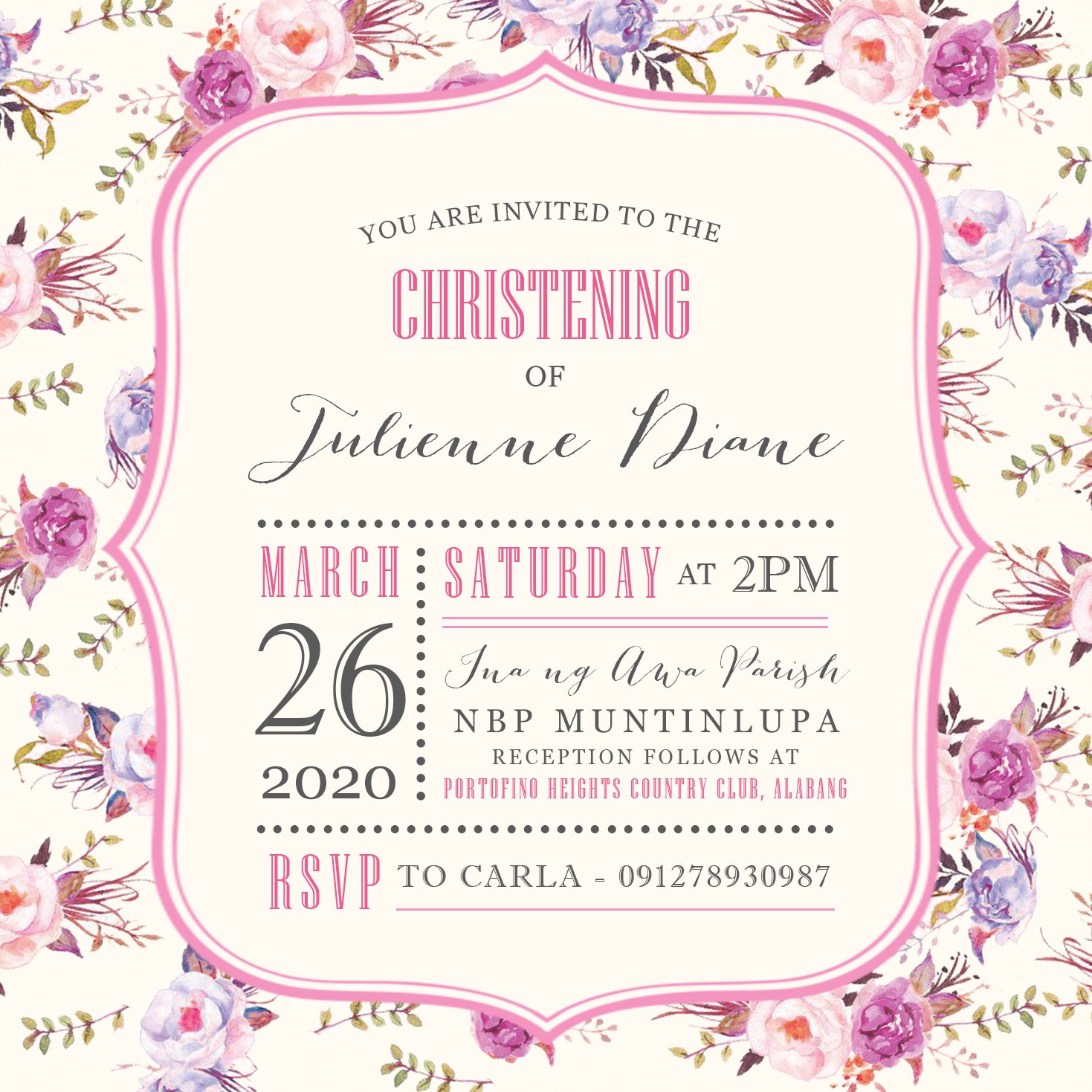 Julianne Christening Invitation