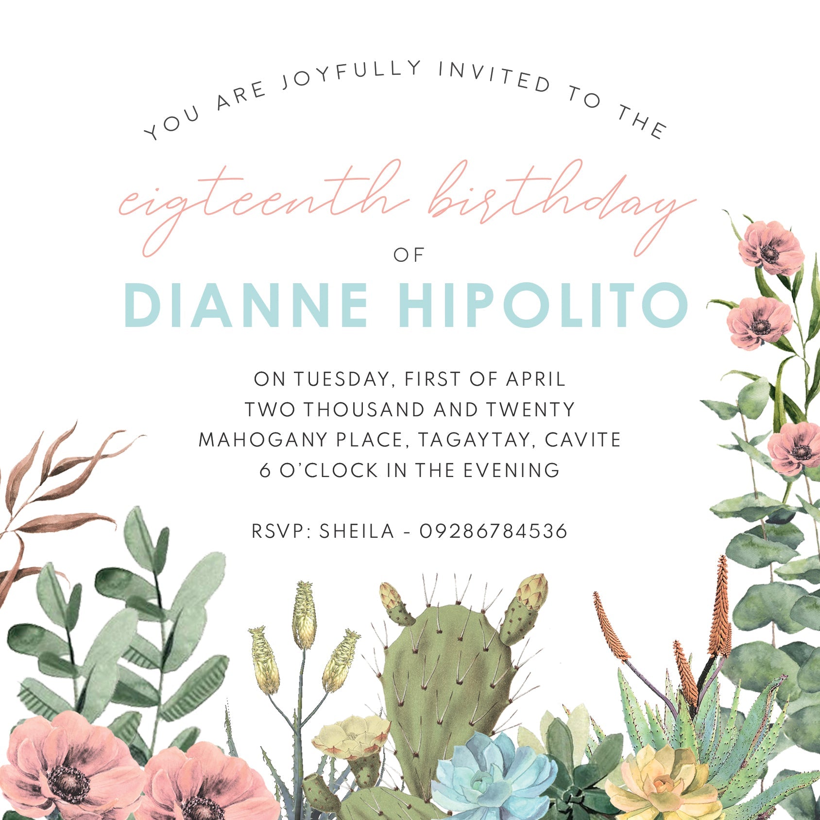Dianne Debut E-Invite