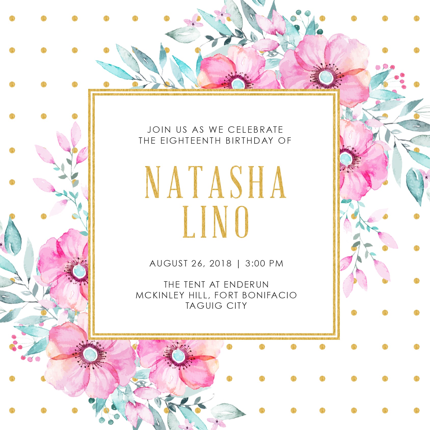 Natasha Debut Invitation