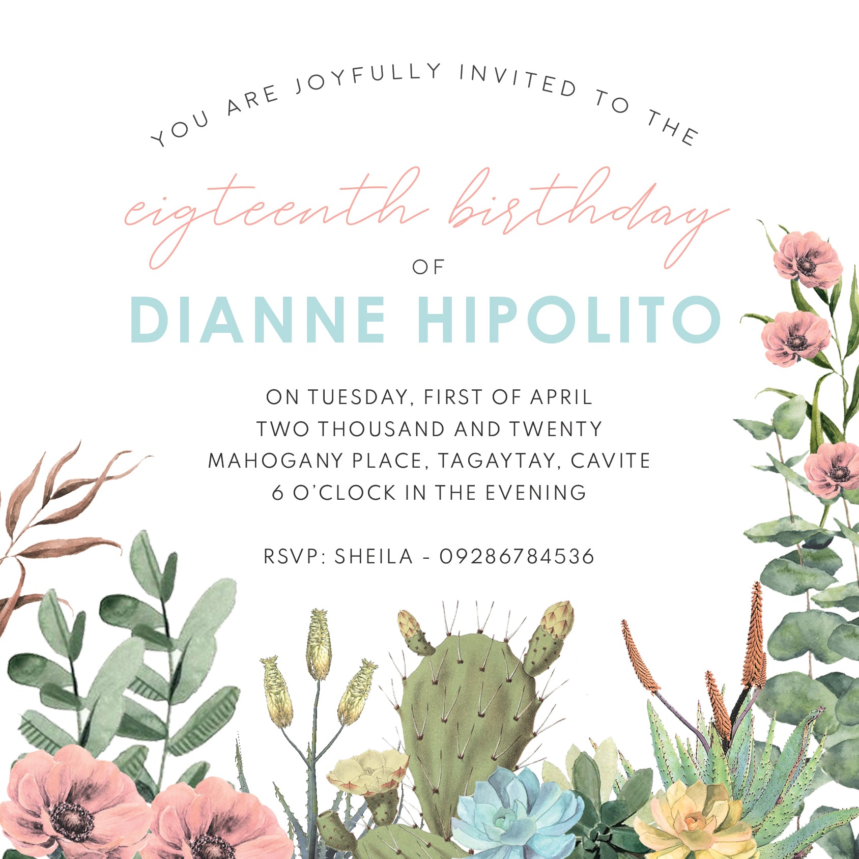 Dianne Debut Invitation