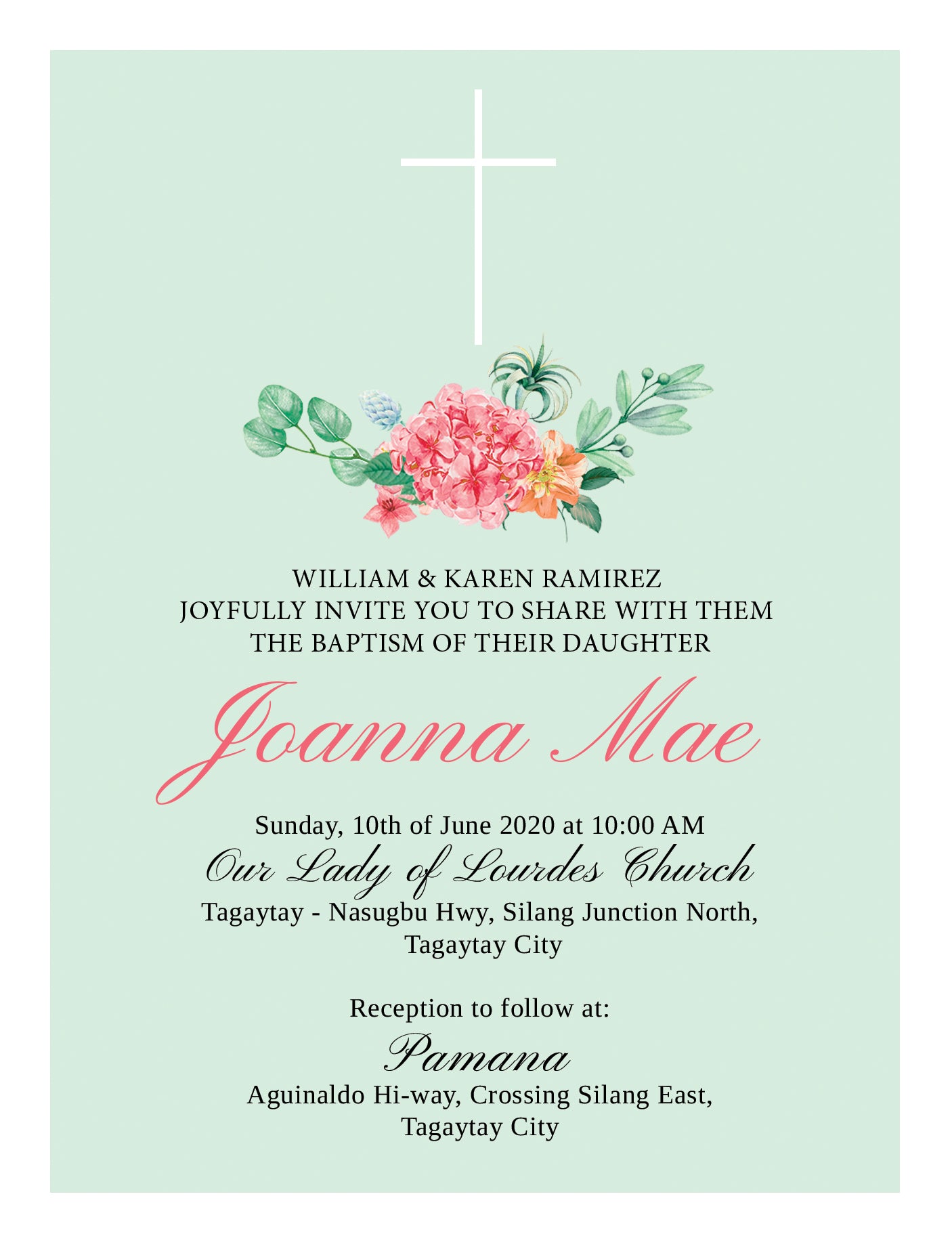 Joanna Christening Invitation