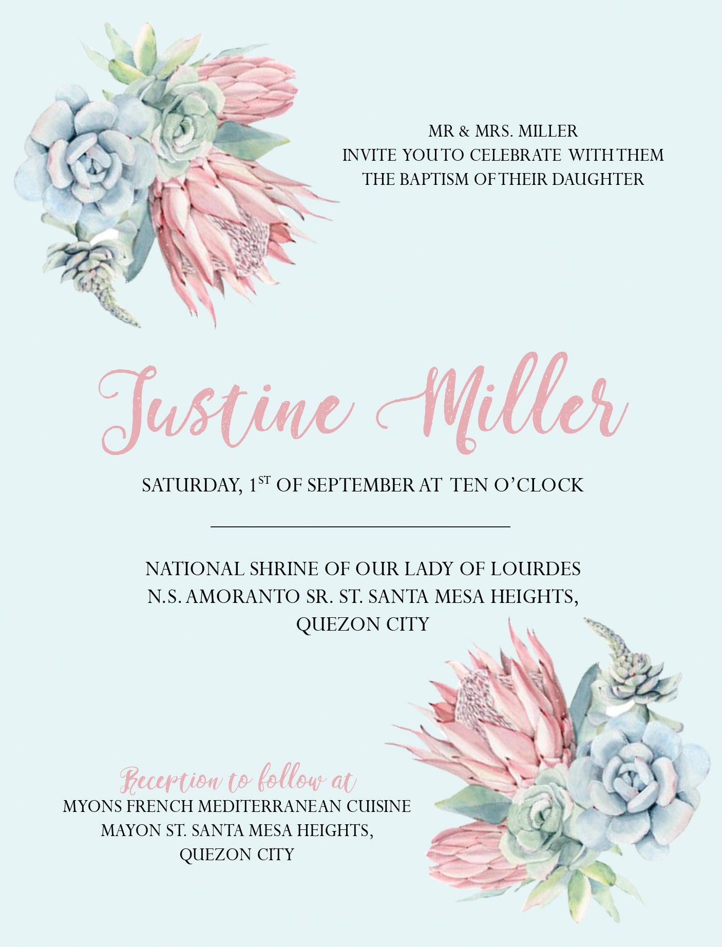Justine Christening Invitation