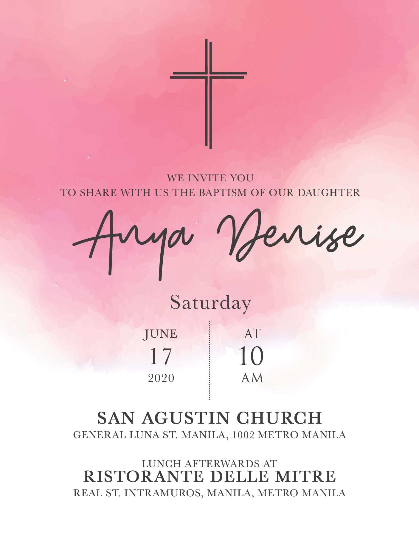 Anya Christening Invitation