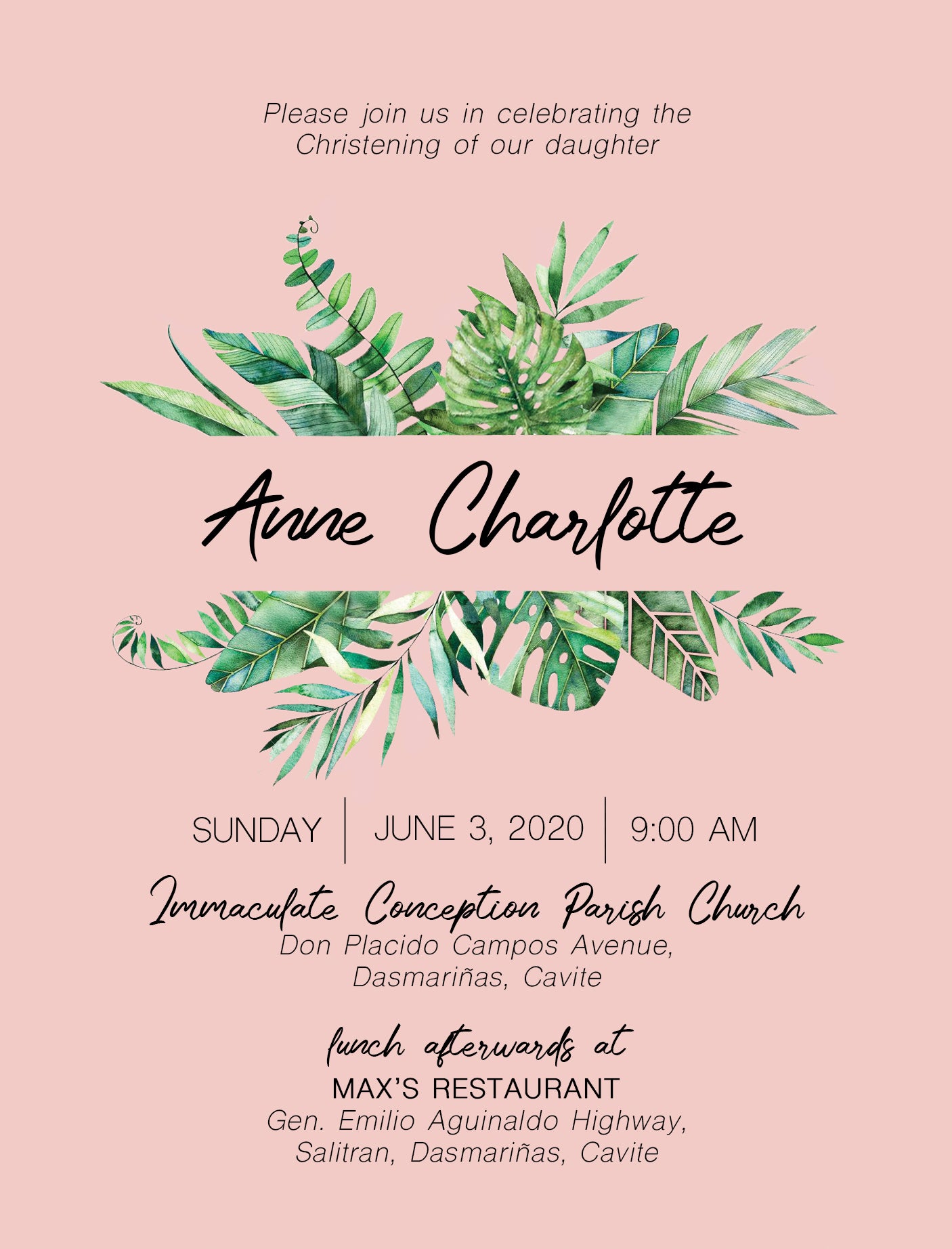 Anina Christening Invitation
