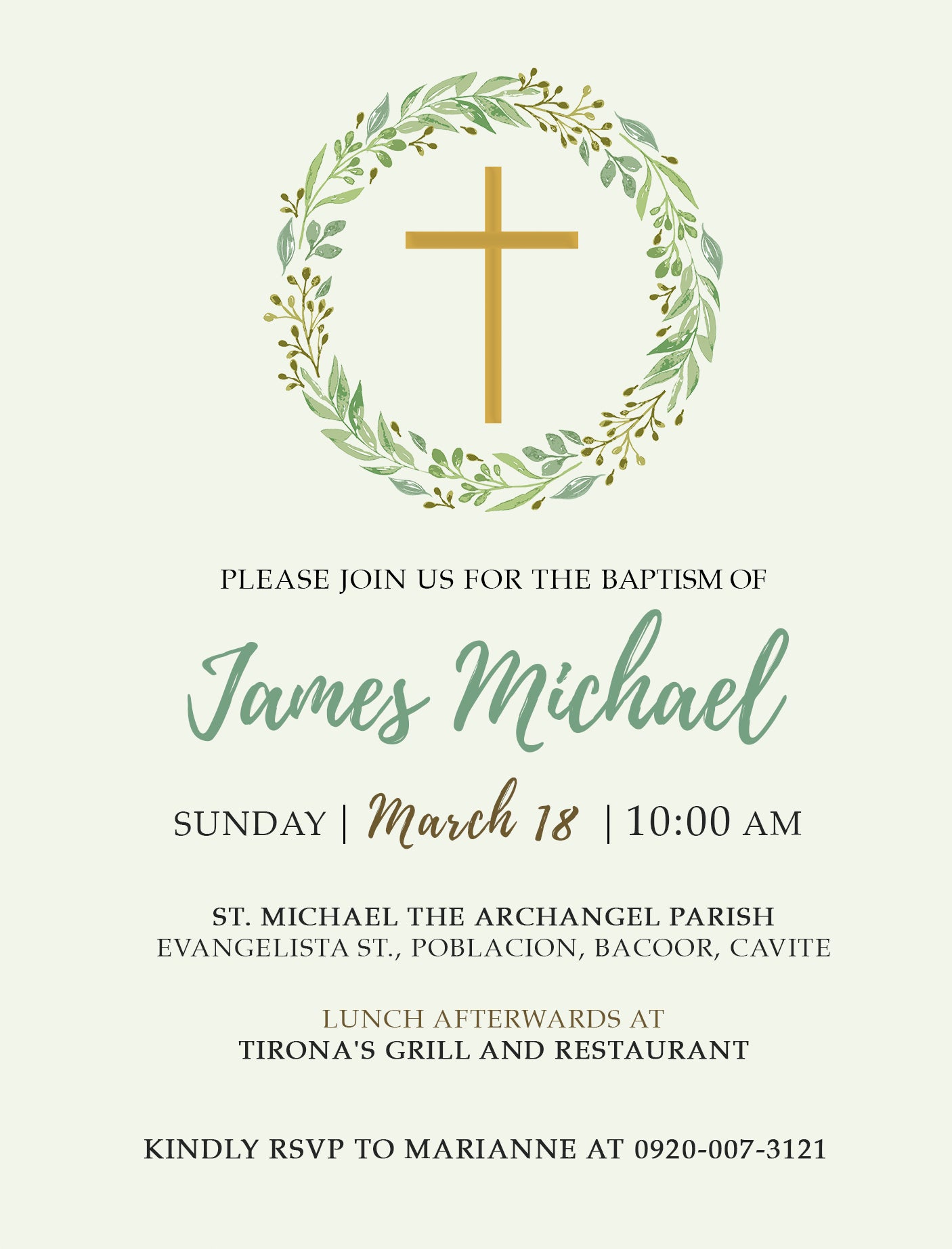 James Christening Invitation