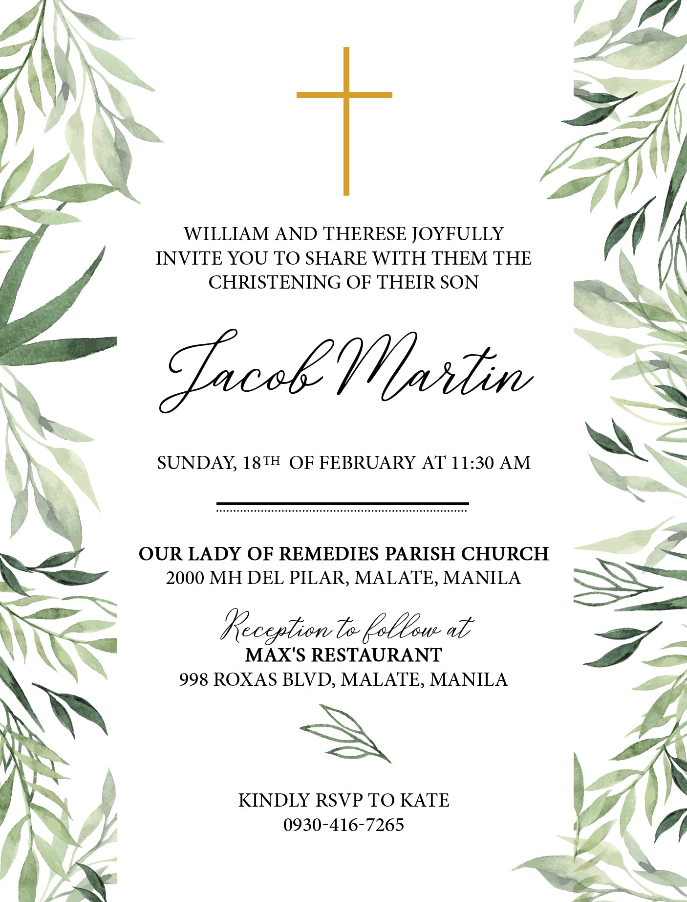 Jacob Christening Invitation