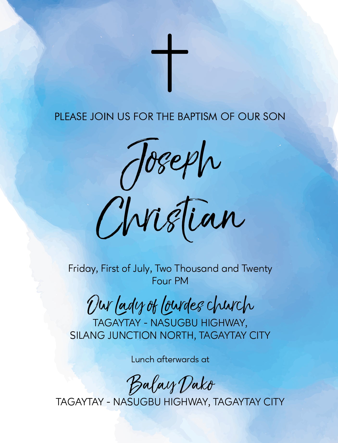 Joseph Christening Invitation