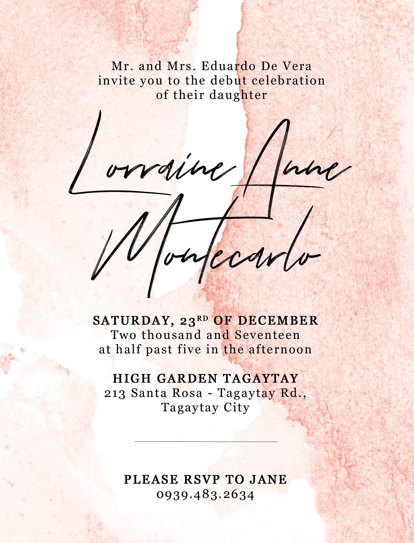Lorraine Debut Invitation