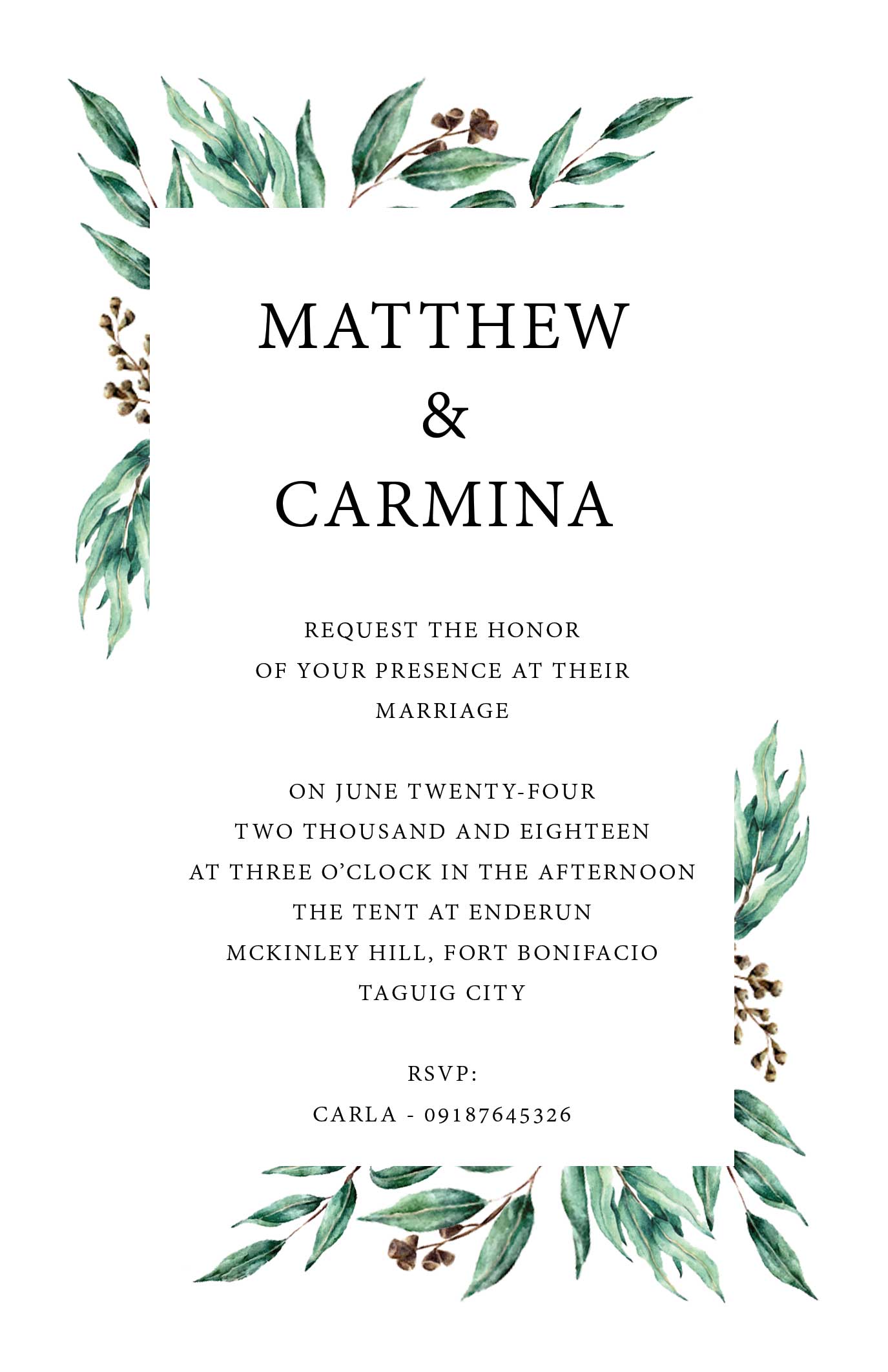 Cedar Wedding Invitation