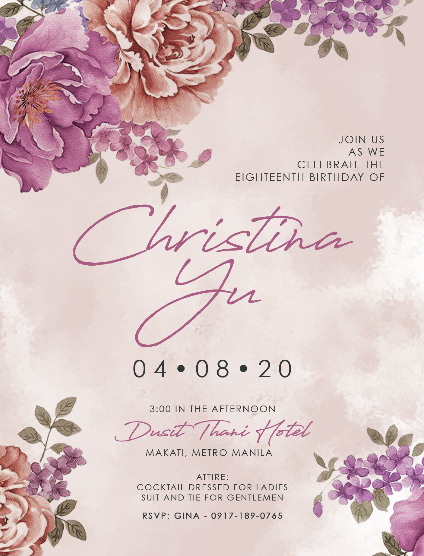Christa Debut Invitation